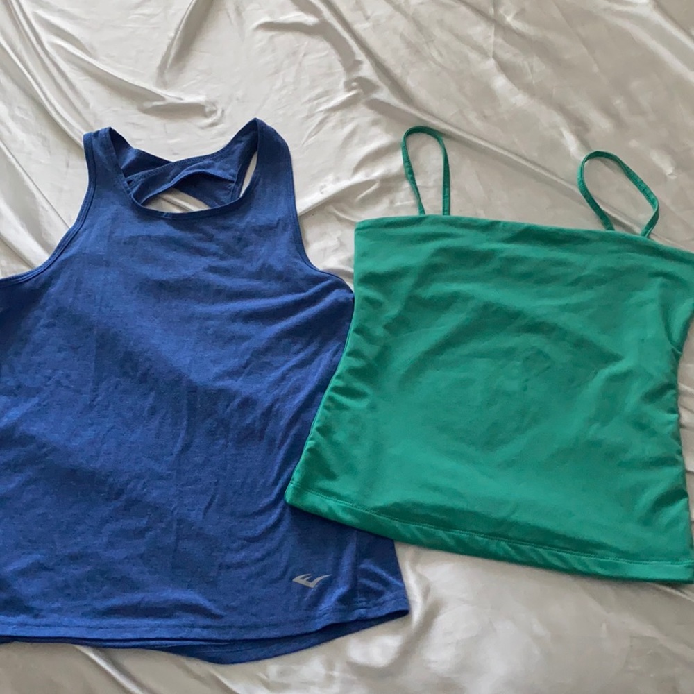 Two small tops, size S, blue and green. One is from everlast and cotton on
